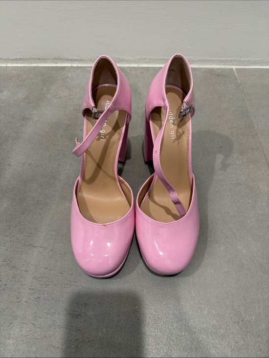 Madden Girl Shoes - Madden Girl Pink Patent Mary Jane Block Heels Size 9